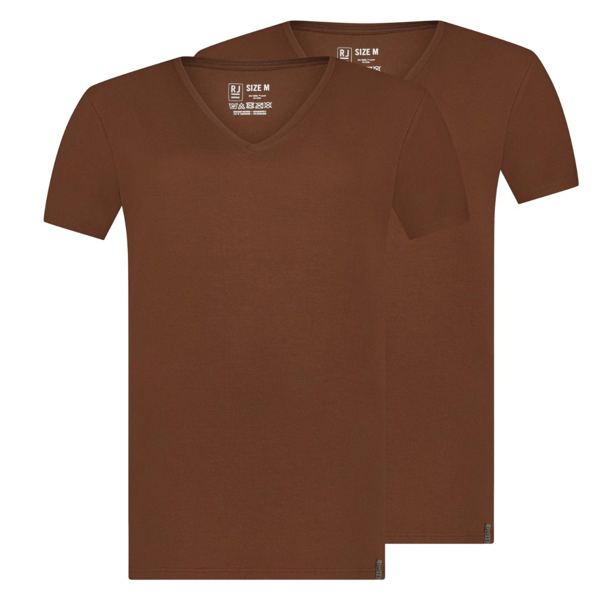 2-Pack Heren Ondershirt Diepe V-hals Huidskleur Donker