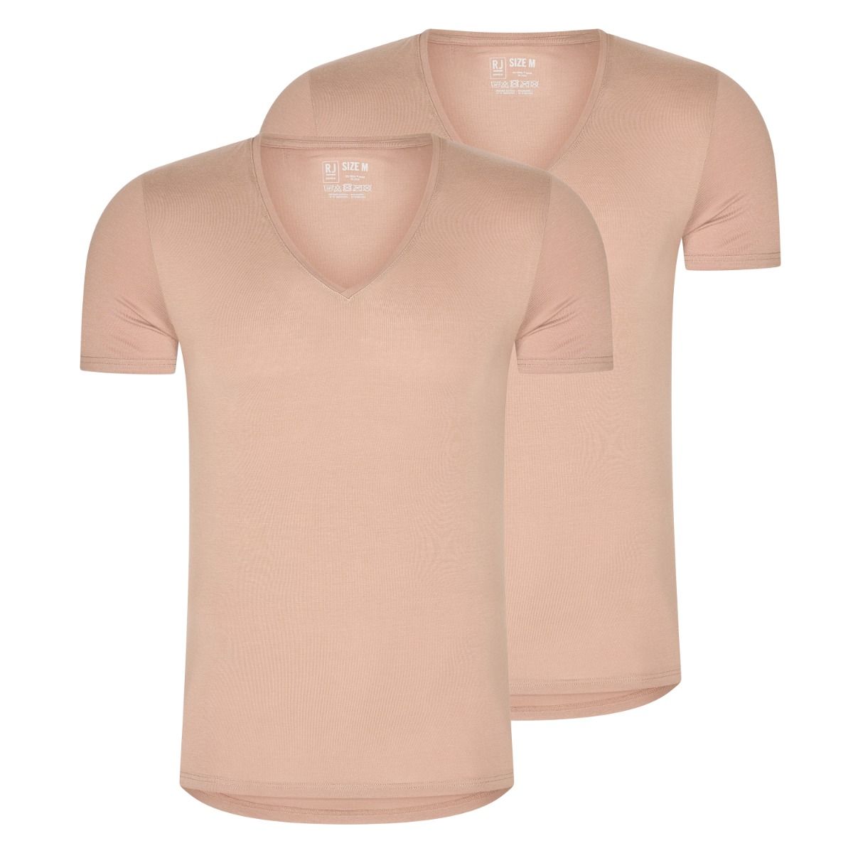 2-Pack Heren Ondershirt Diepe V-hals Huidskleur