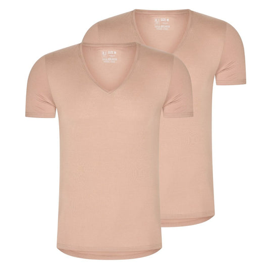 2-Pack Heren Ondershirt Diepe V-hals Huidskleur