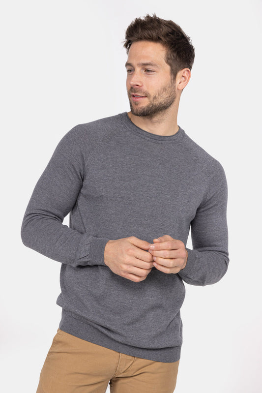 Ronde Hals Merino Grijs
