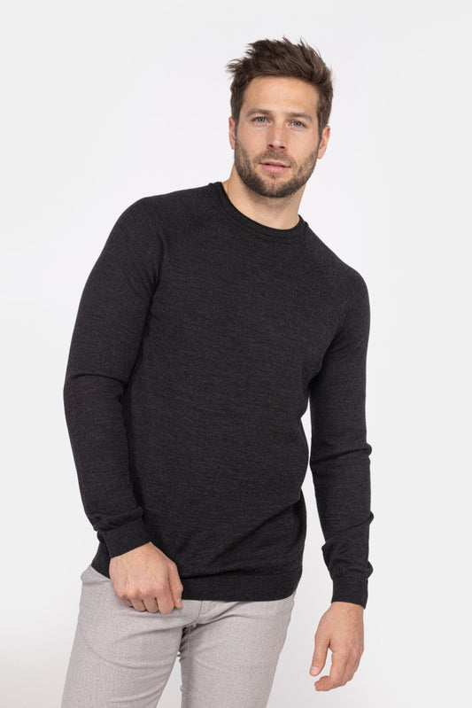 Ronde Hals Merino Zwart